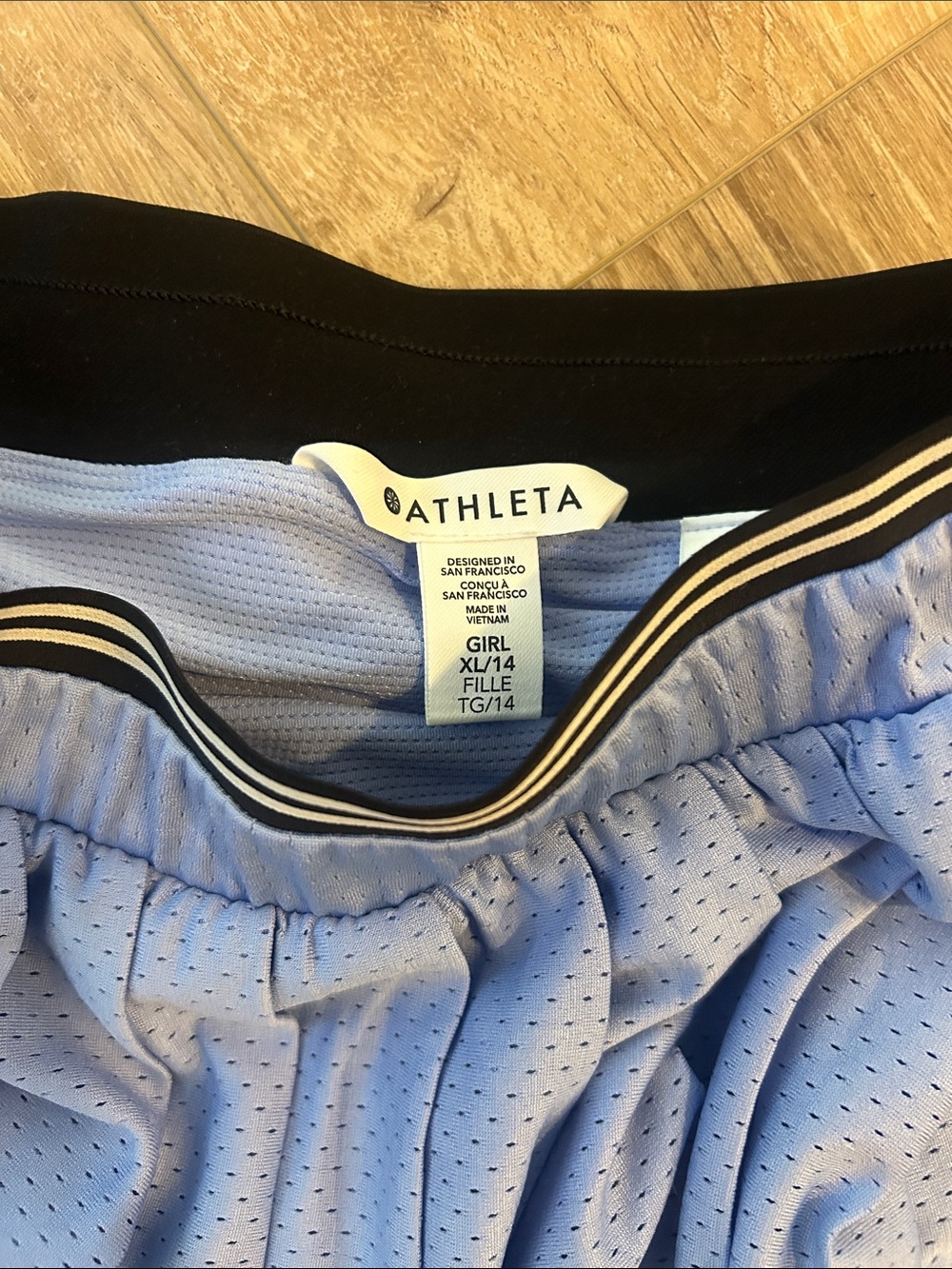 Athleta Girls Light Blue Athletic Shorts with Black Waistband